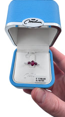 Anello trilogy Miluna in oro bianco 18kt, diamanti e 3 rubini - LID4177