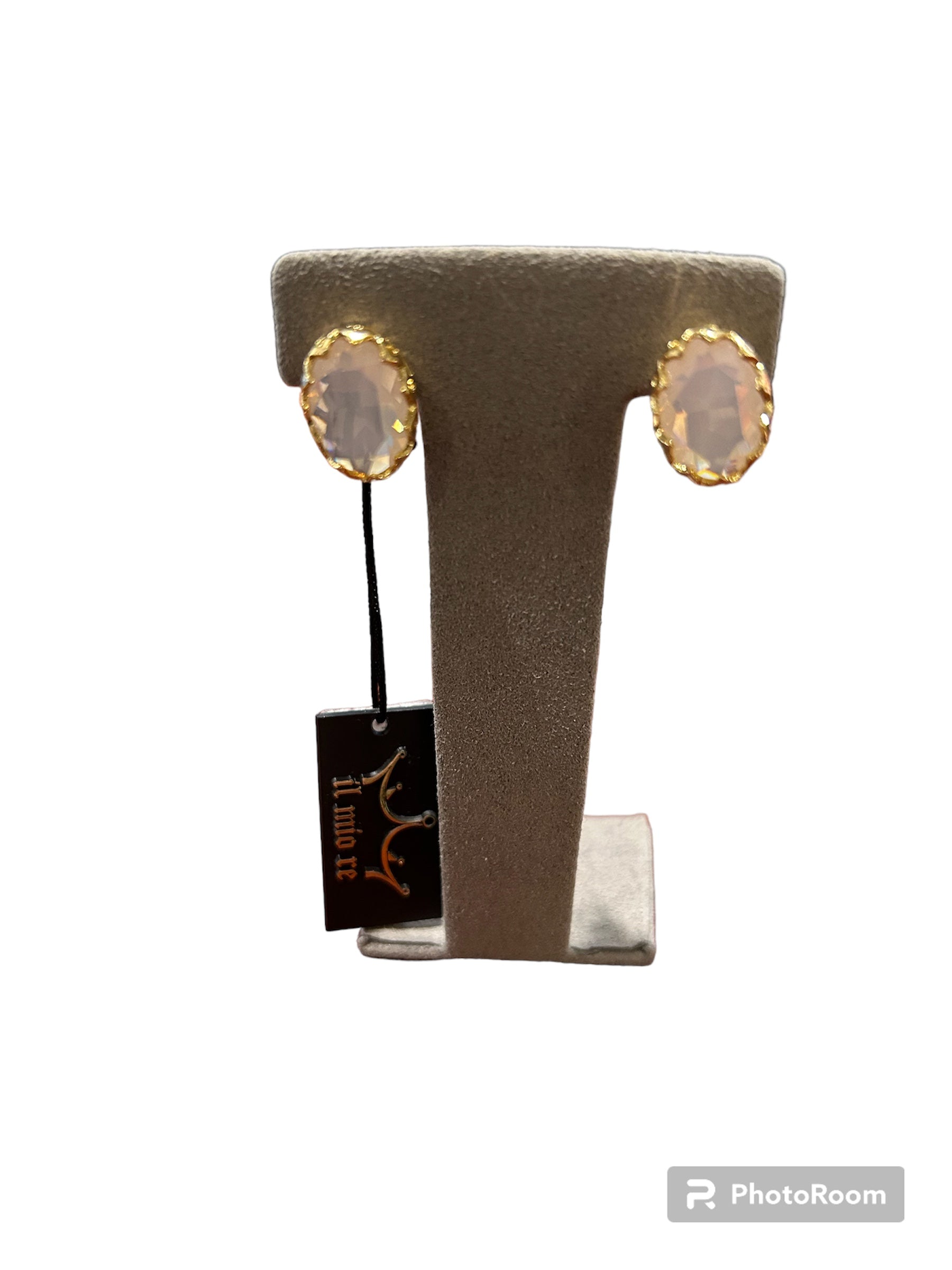 IL Mio Re - Earrings with degradé rose quartz in gilded bronze - ILMIORE OR 068 ROSA