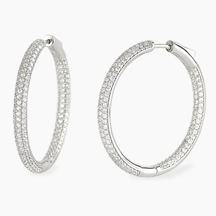 Mabina Donna Orecchini a cerchio grande in bronzo e argento con pavé di zirconi - SPECIAL DAY - 666016