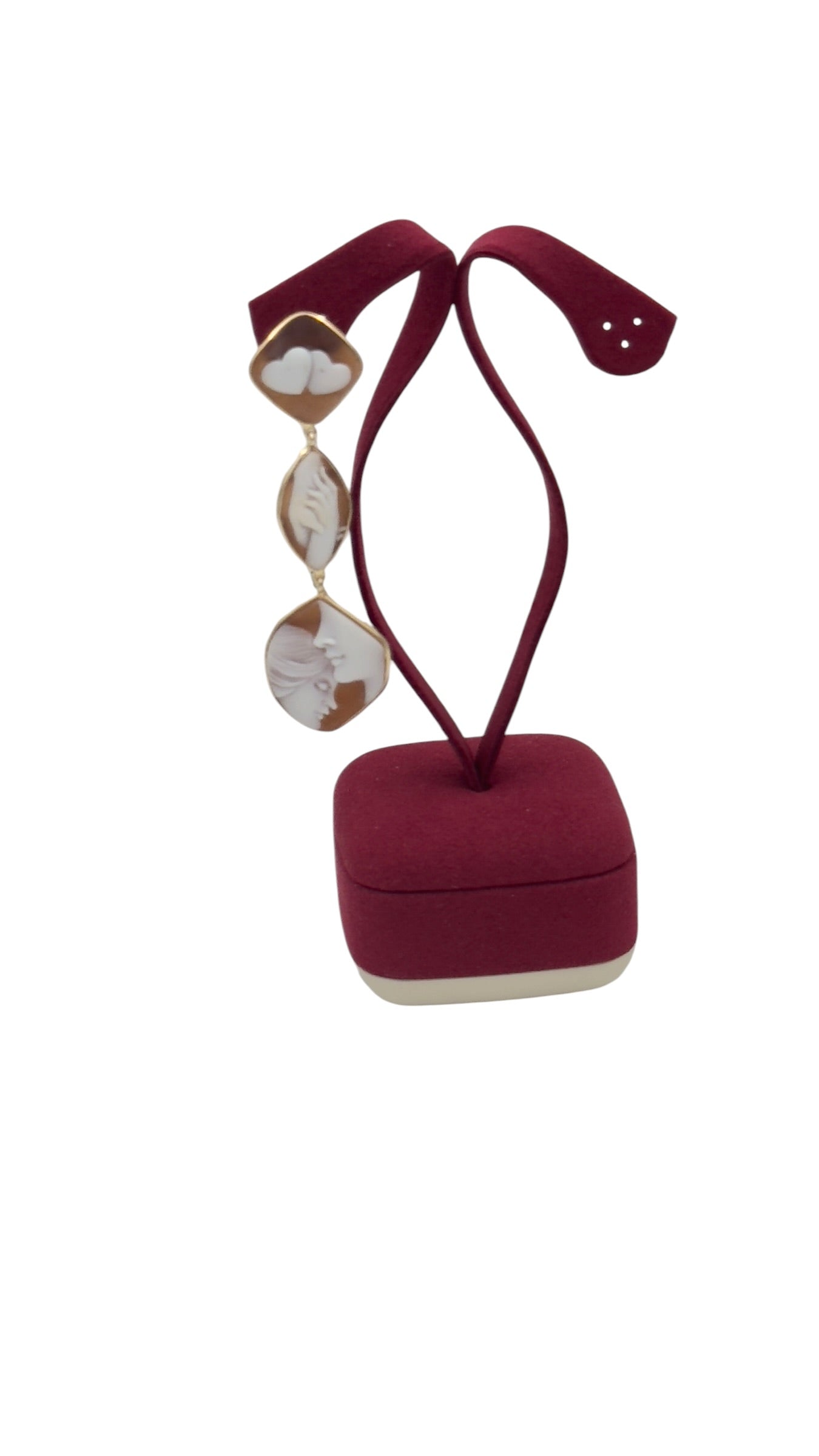 LUCEDEIMIEIOCCHI Monorecchino pendente 3 cammei naturali in argento dorato - LDMO 799 OR