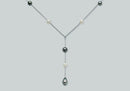 White gold necklace, white and gray Australian pearls - PCL931
