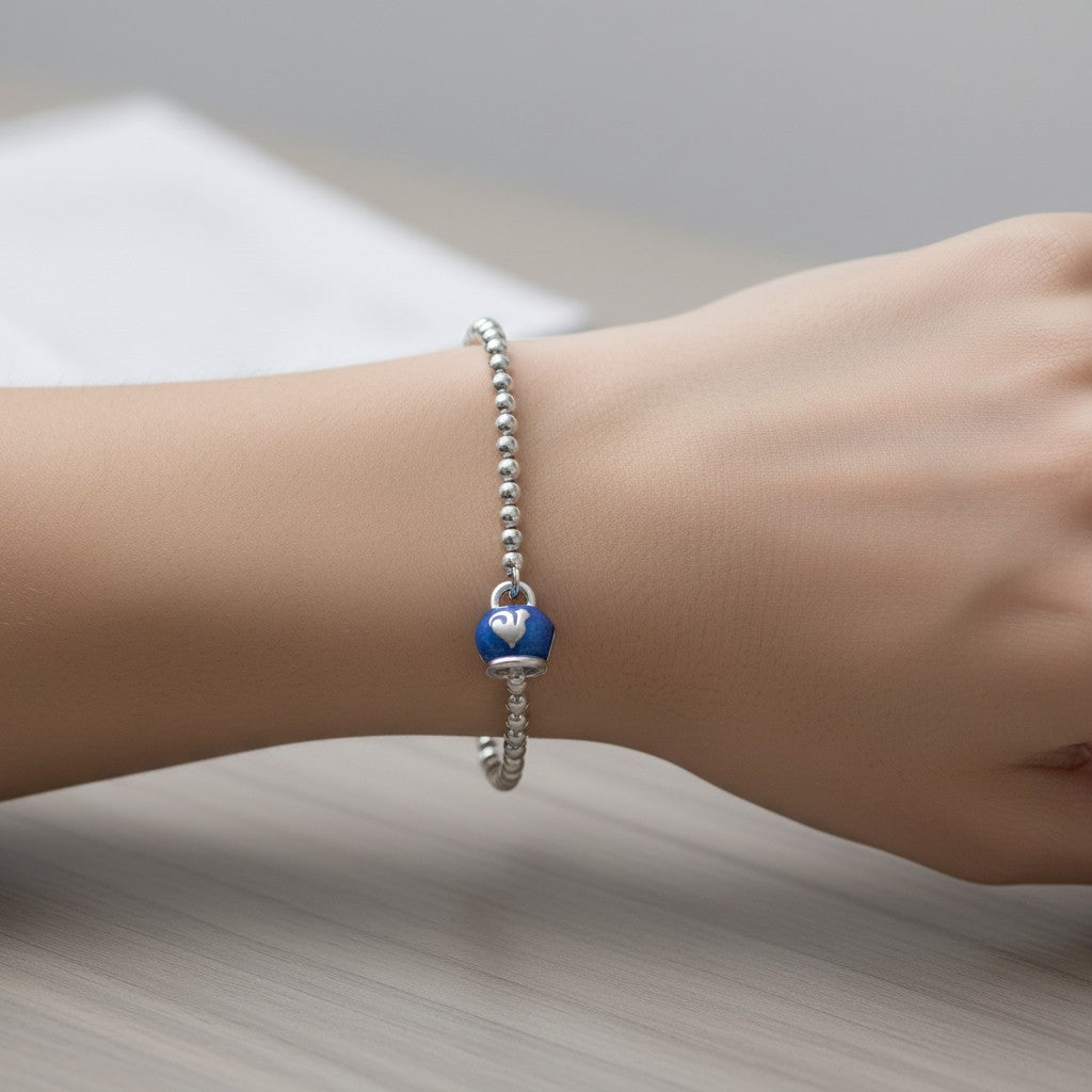 Elastisches Armband Chantecler aus Silber und blauem Emaille – 37925