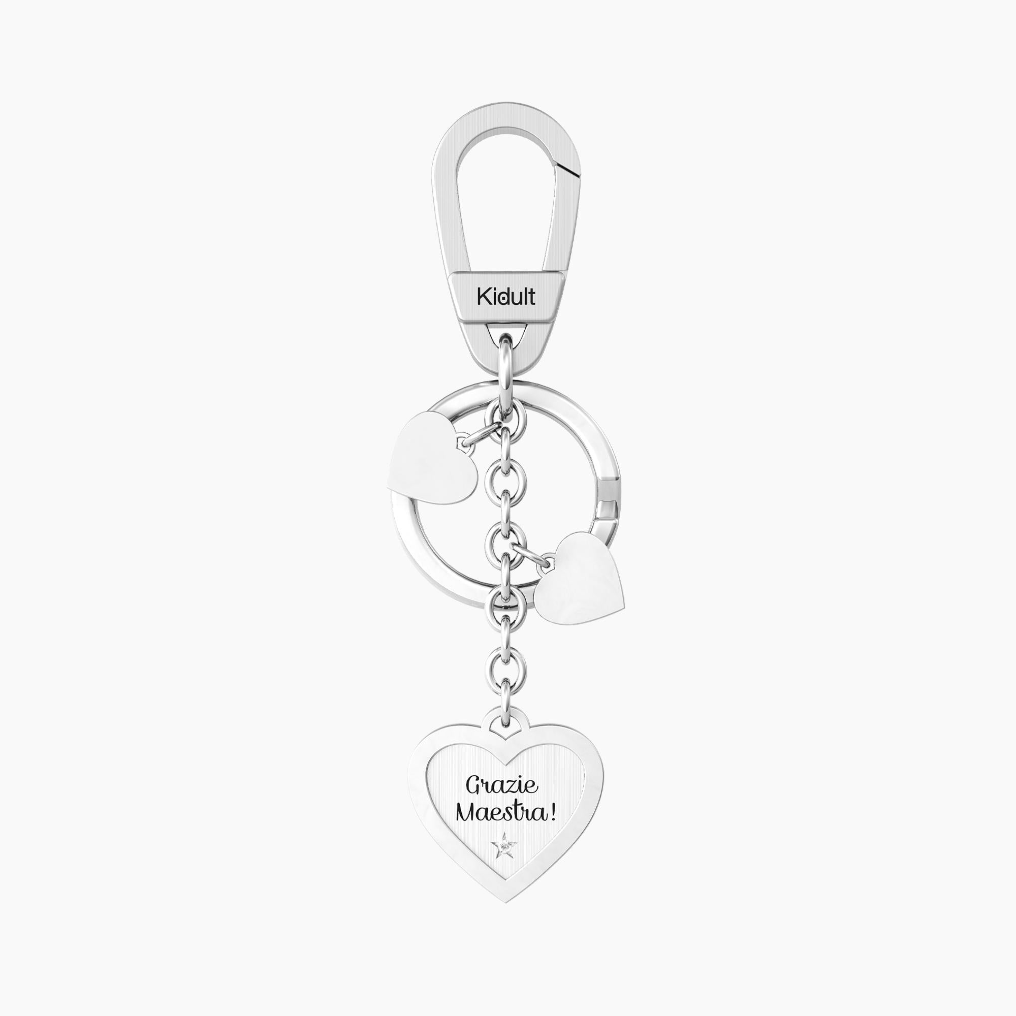 Steel teacher key ring with HEART pendant | THANK YOU TEACHER - 781012
