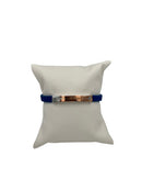 Bracciale Arkano in caucciù, colore azzurro, in acciaio 316L e placchetta centrale rivestita di oro rosa 18kt - BRIAT1 N OR
