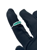 Diana - Veretta in oro bianco 18kt, diamanti e 5 smeraldi - AN D. 191 SM