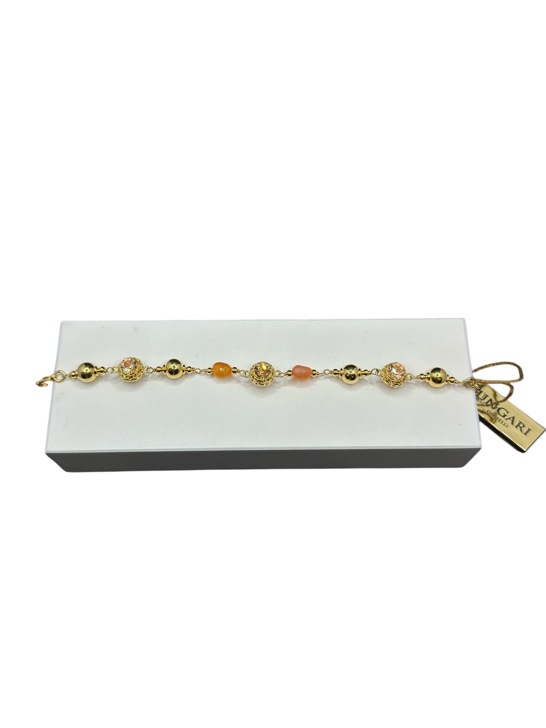 Bracciale in bronzo dorato con pietre arancioni - DIAMANTI BR 003