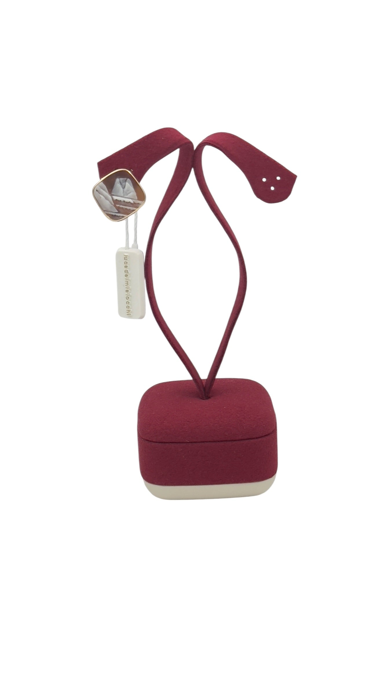 LUCEDEIMIEIOCCHI Monorecchino quadrato cammeo naturale in argento dorato e faraglioni di Capri - LDMO 804 OR