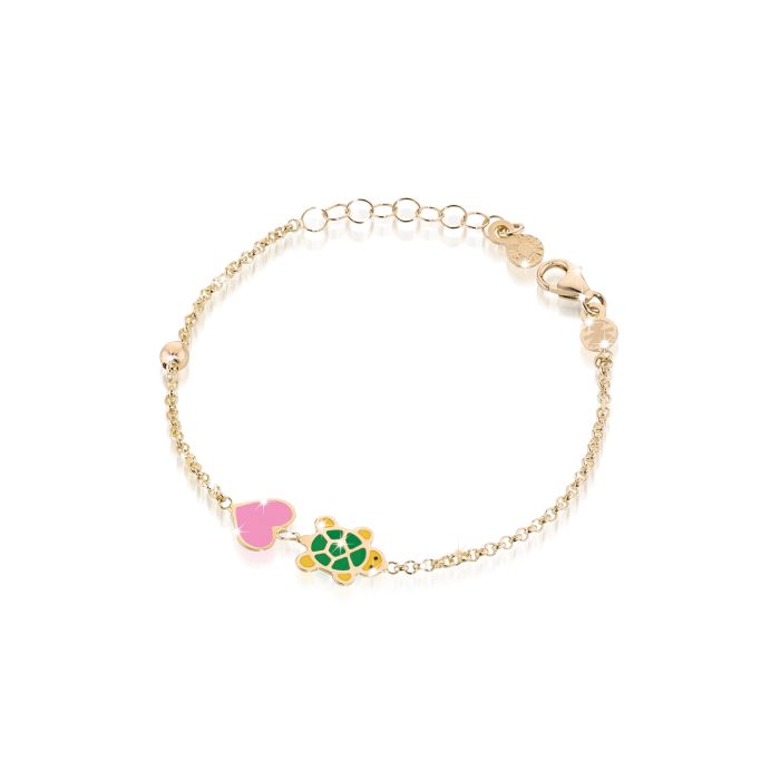 FORTUNA - BRACELET TORTUE ET COEUR EN OR JAUNE - PMG031