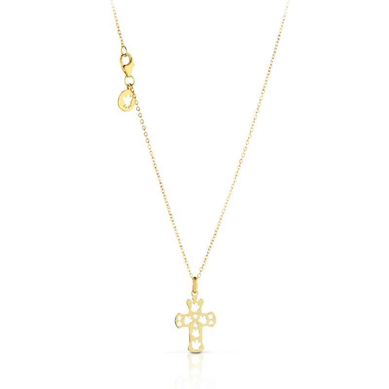 YELLOW GOLD NECKLACE WITH CROSS - NKT211