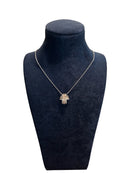 Collier en or blanc avec pendentif croix double réglable et diamants, 0,66 ct - C-R15CR004/BR066