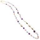 Koliè 925 - Necklace with amethyst, pink and blue beryl, pearls and oval in gilded silver - CL ELAFOS 14