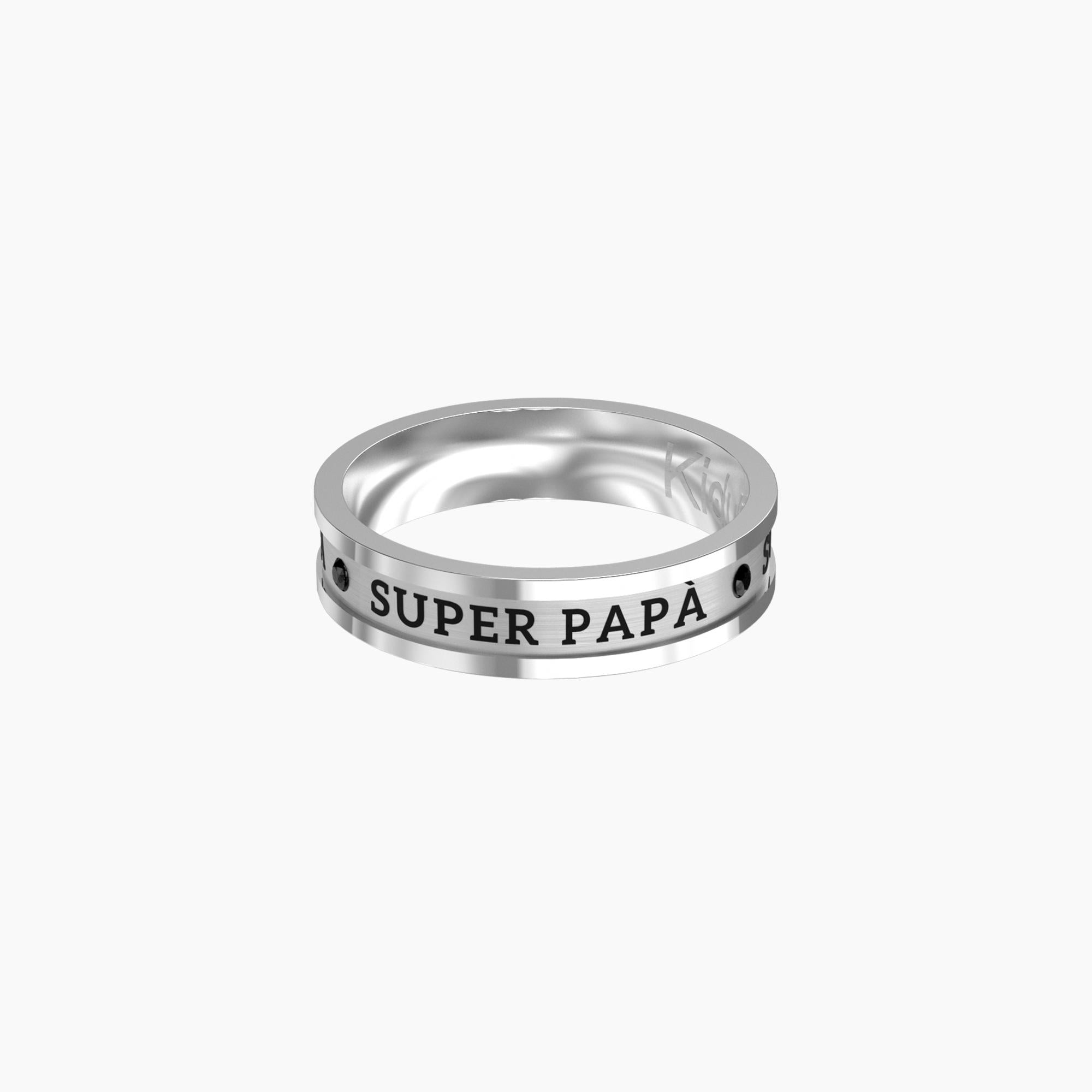 Dad ring with black crystal
 SUPER DAD - 721009