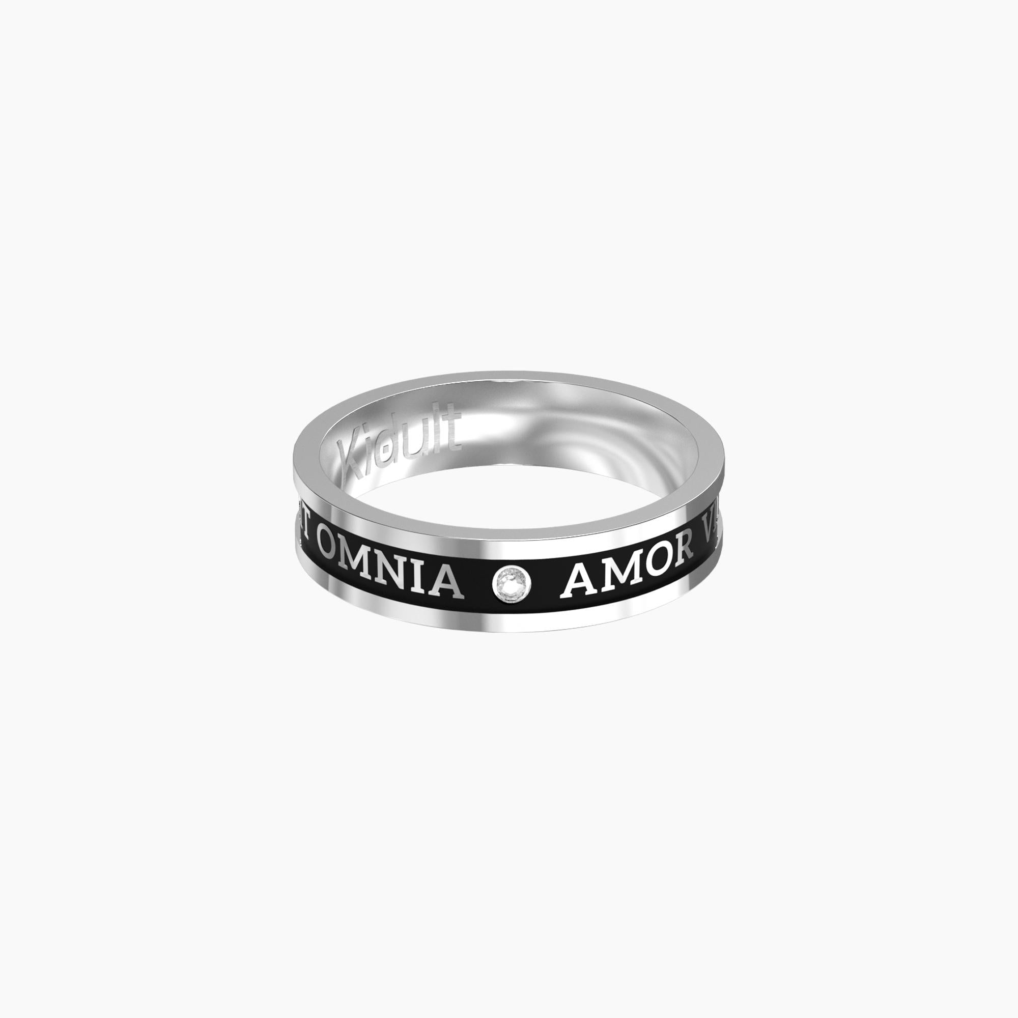 Ring with love phrase
 HIM &amp; HER | LOVE CONQUERS ALL - 721011
