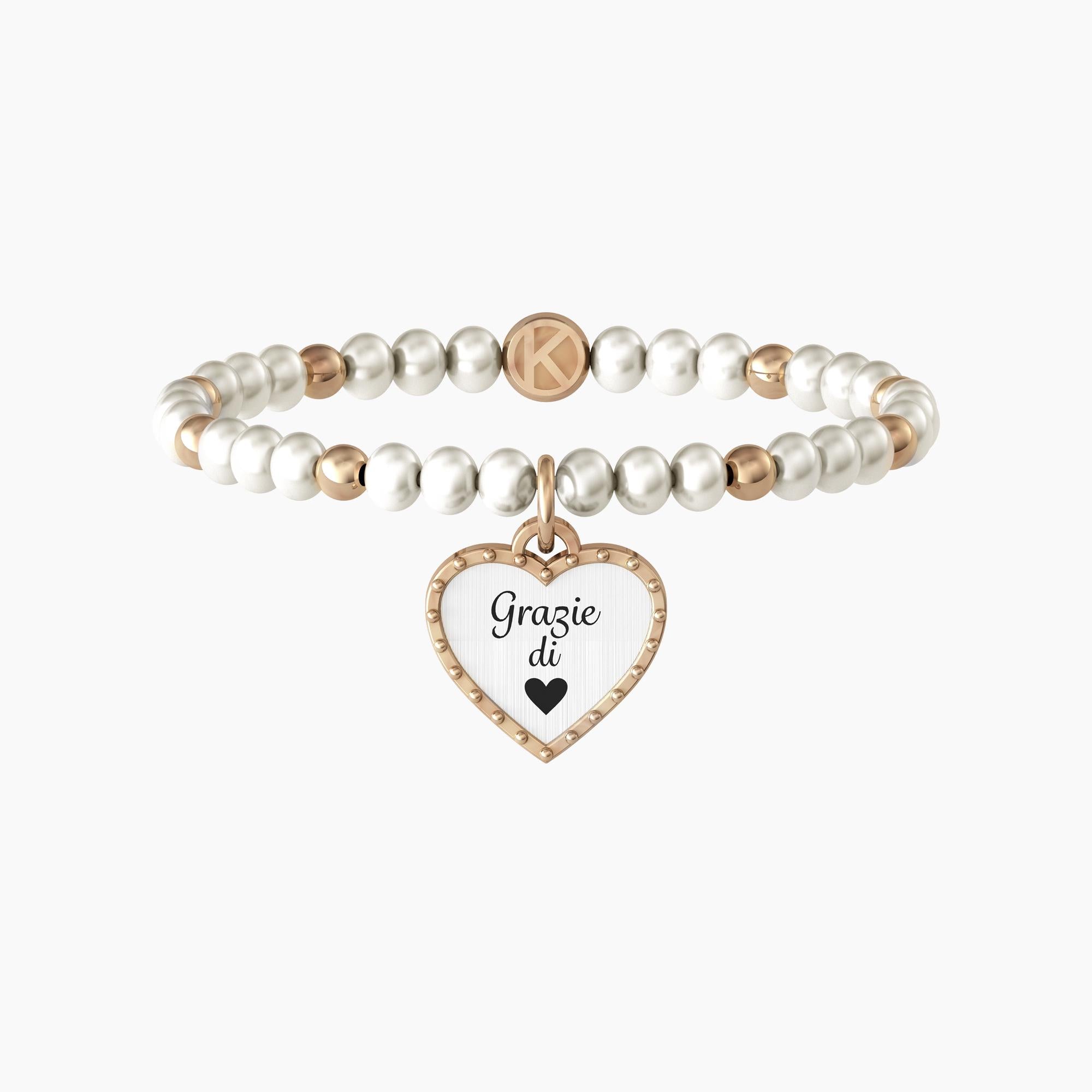 Bracciale con perle coltivate "grazie di cuore"
CUORE | GRAZIE - 732101