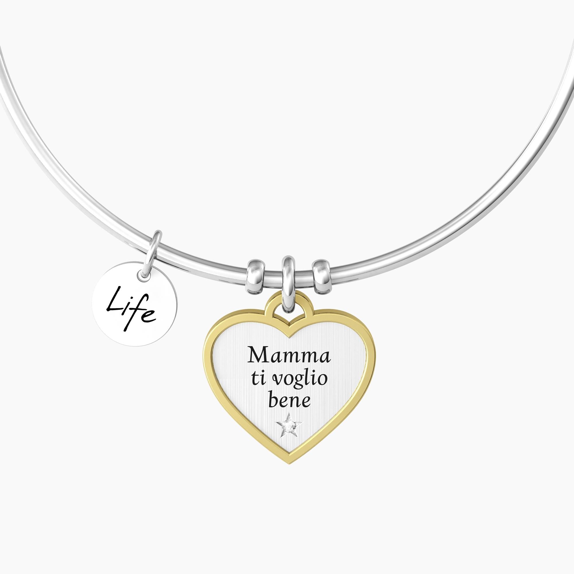 Rigid mother bracelet with HEART pendant | MOM I LOVE YOU - 732139
