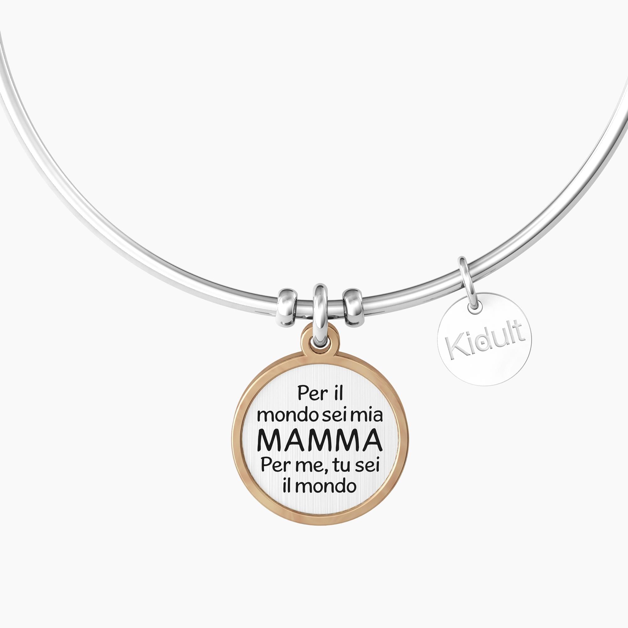 Bracciale Kidult rigido mamma con ciondolo cuore e frase - CUORE | MAMMA SEI IL MONDO - 732158