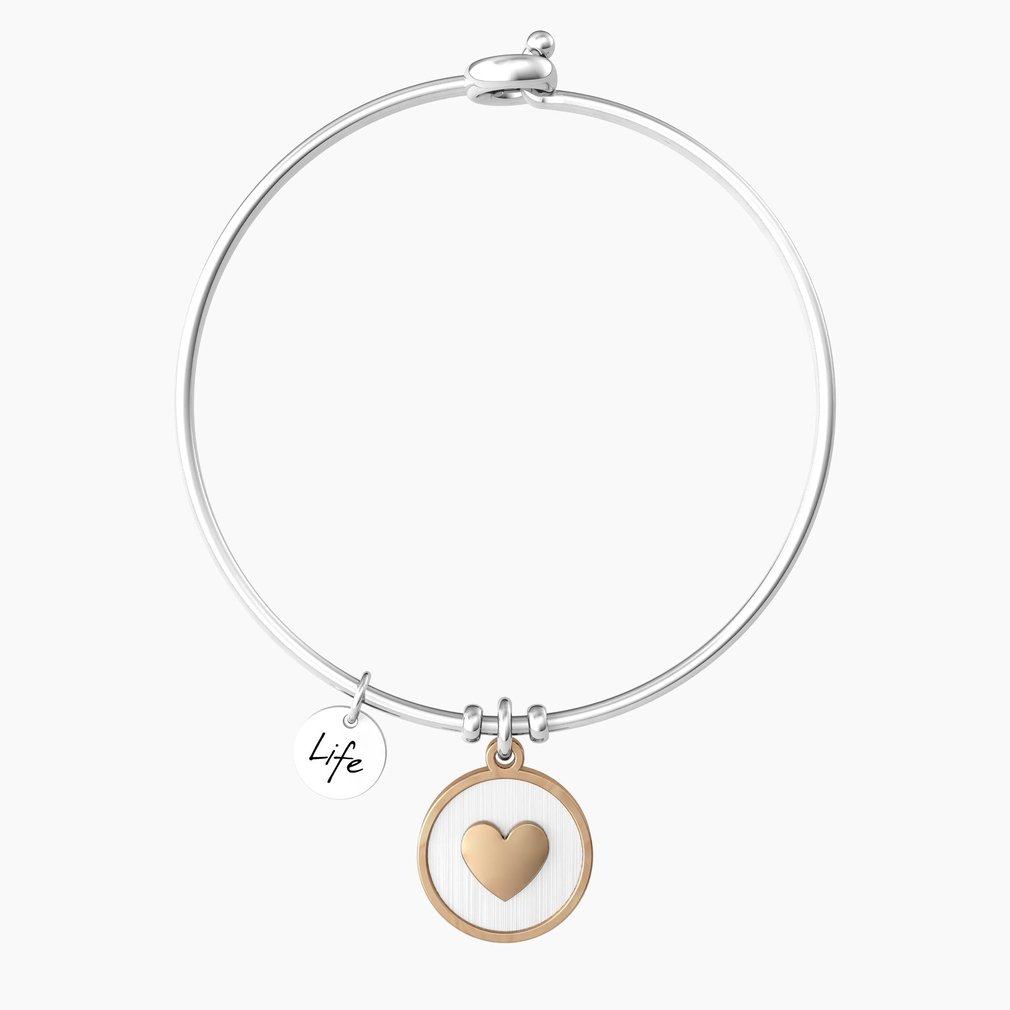 Bracciale Kidult rigido mamma con ciondolo cuore e frase - CUORE | MAMMA SEI IL MONDO - 732158