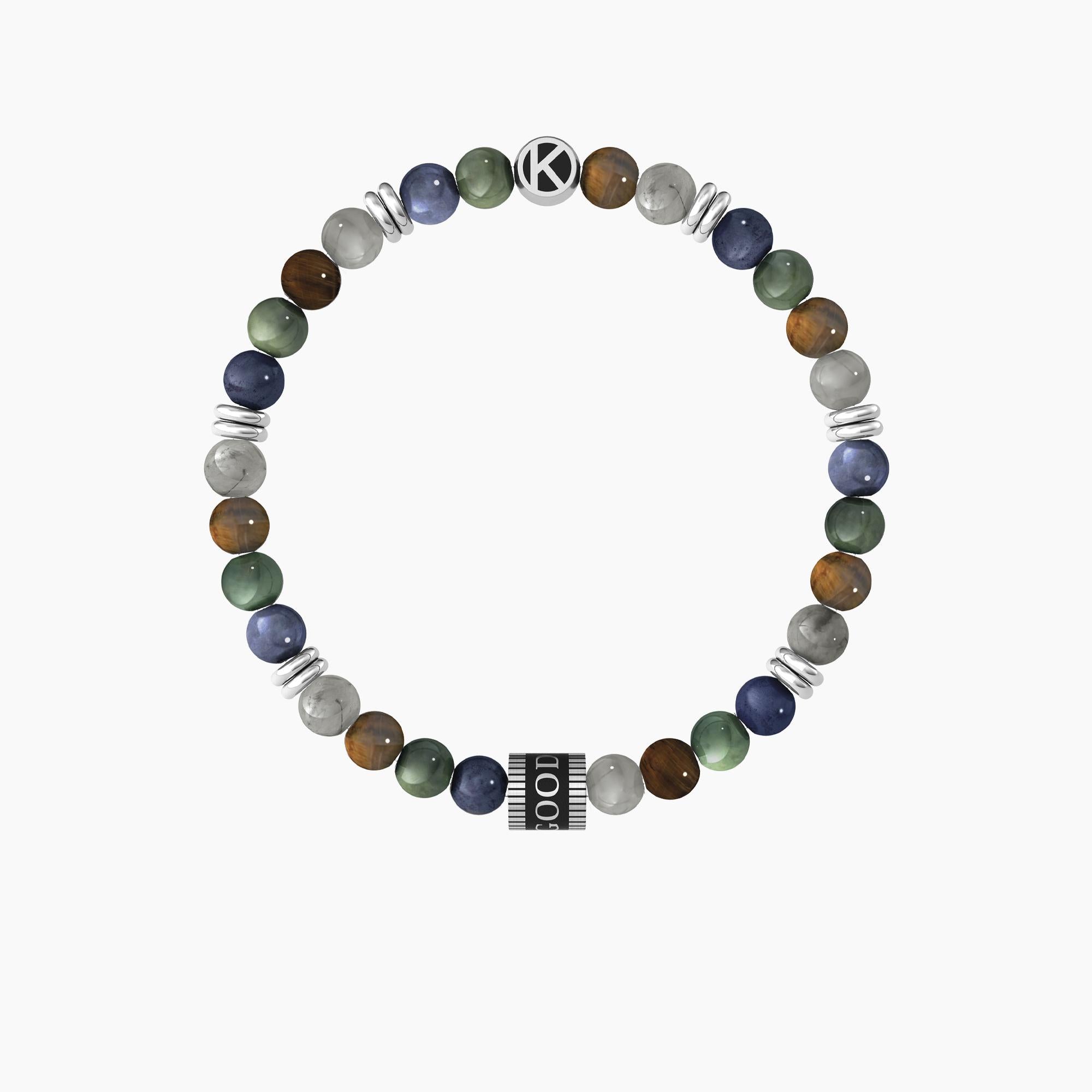 Bracelet élastique pour homme avec pierres multicolores GOOD LUCK- 732173