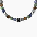 Men's elastic bracelet with multicolor stones GOOD LUCK- 732173