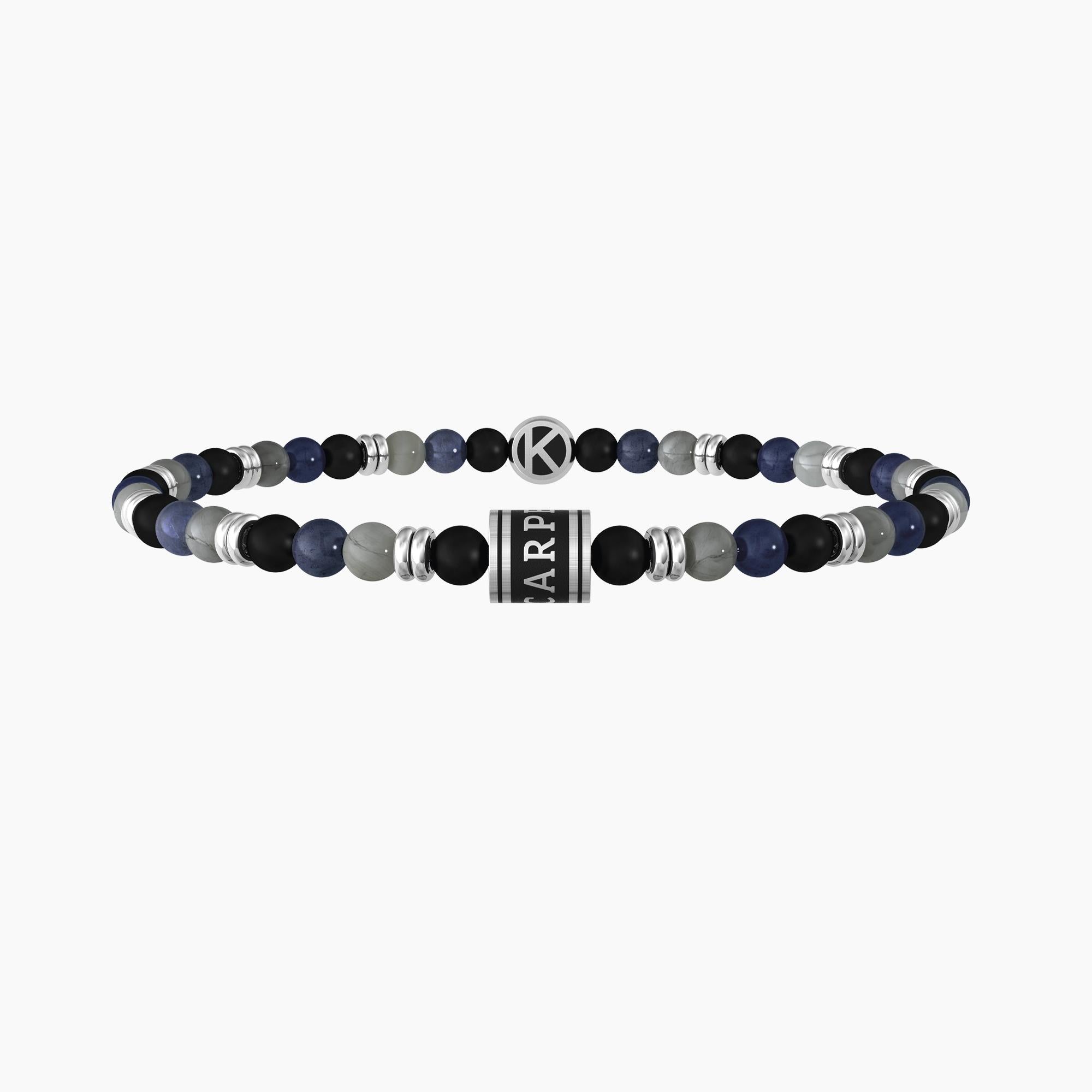 Bracciale da uomo con pietre multicolor e frase carpe diem - 732177