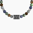 Men's elastic bracelet with multicolor stones and MY FAMILY charm - 732188