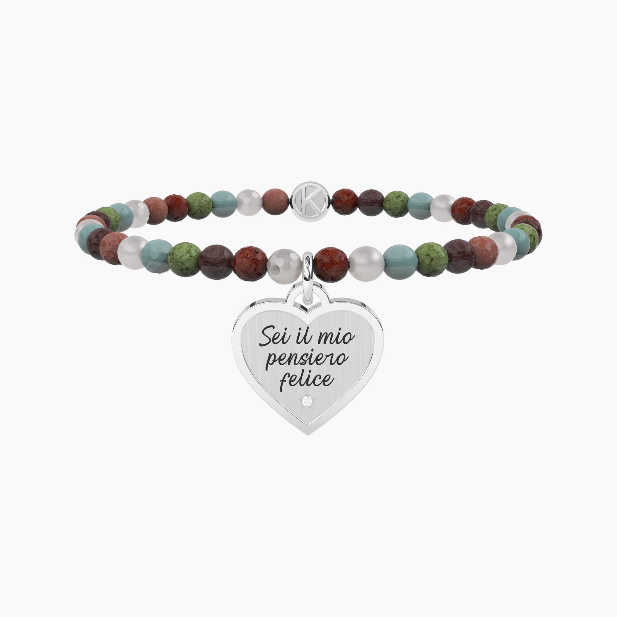 Bracelet élastique avec coeur et pierres
 COEUR | PENSÉE HEUREUSE - 732265