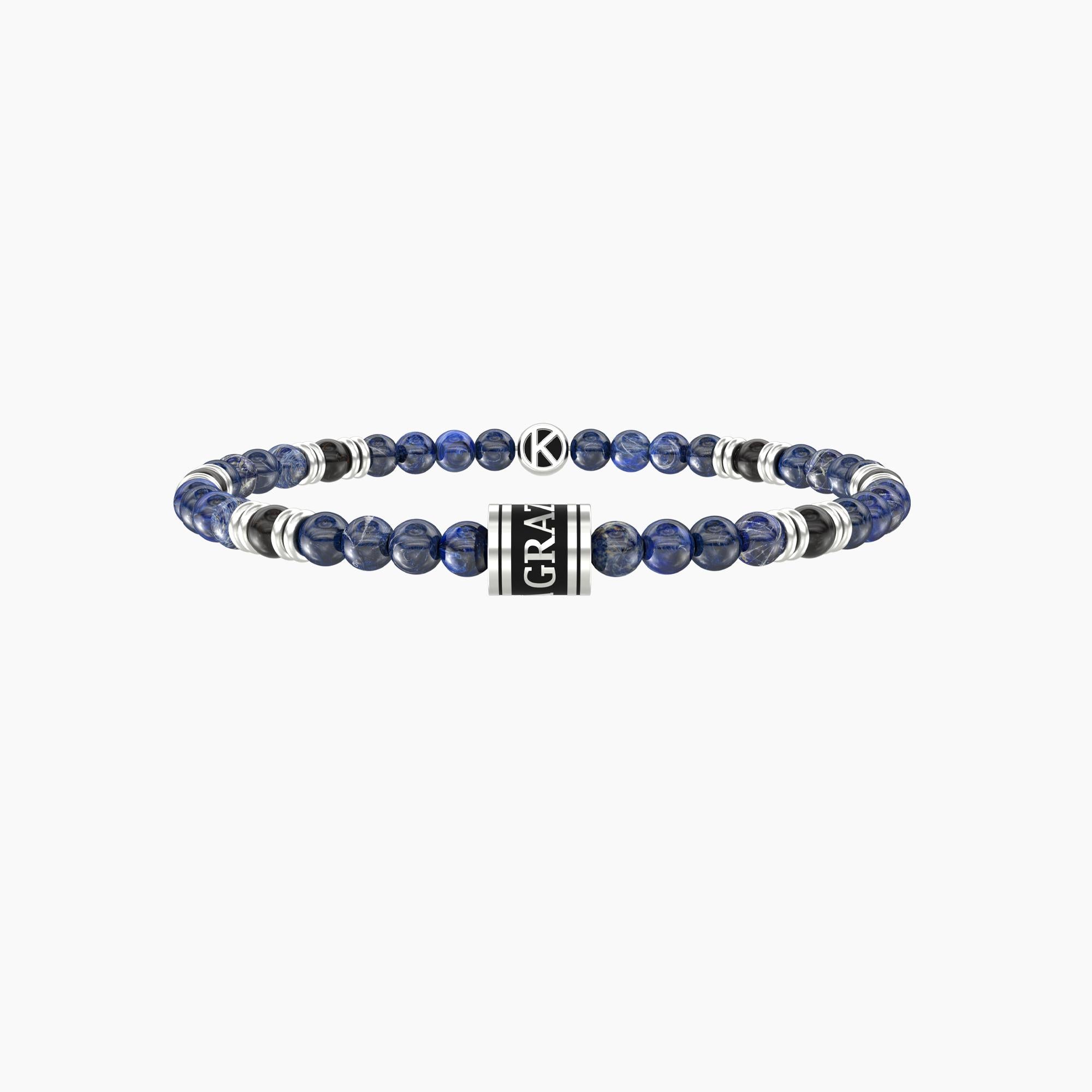 Elastic bracelet with sodalite and black agate
 THANK YOU DAD - 732273