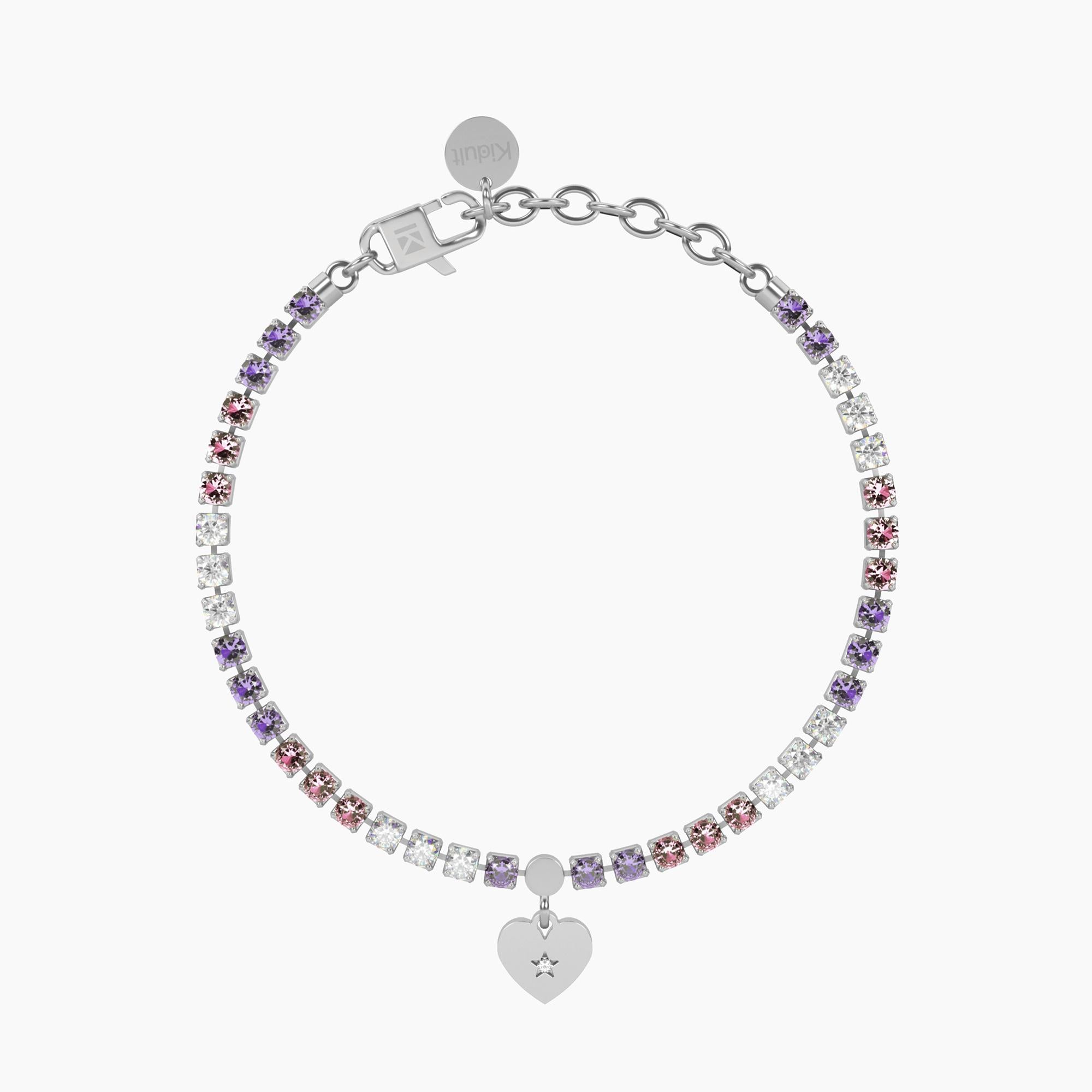 Bracciale tennis rosa e viola con cuore
Cuore | amore - 732322