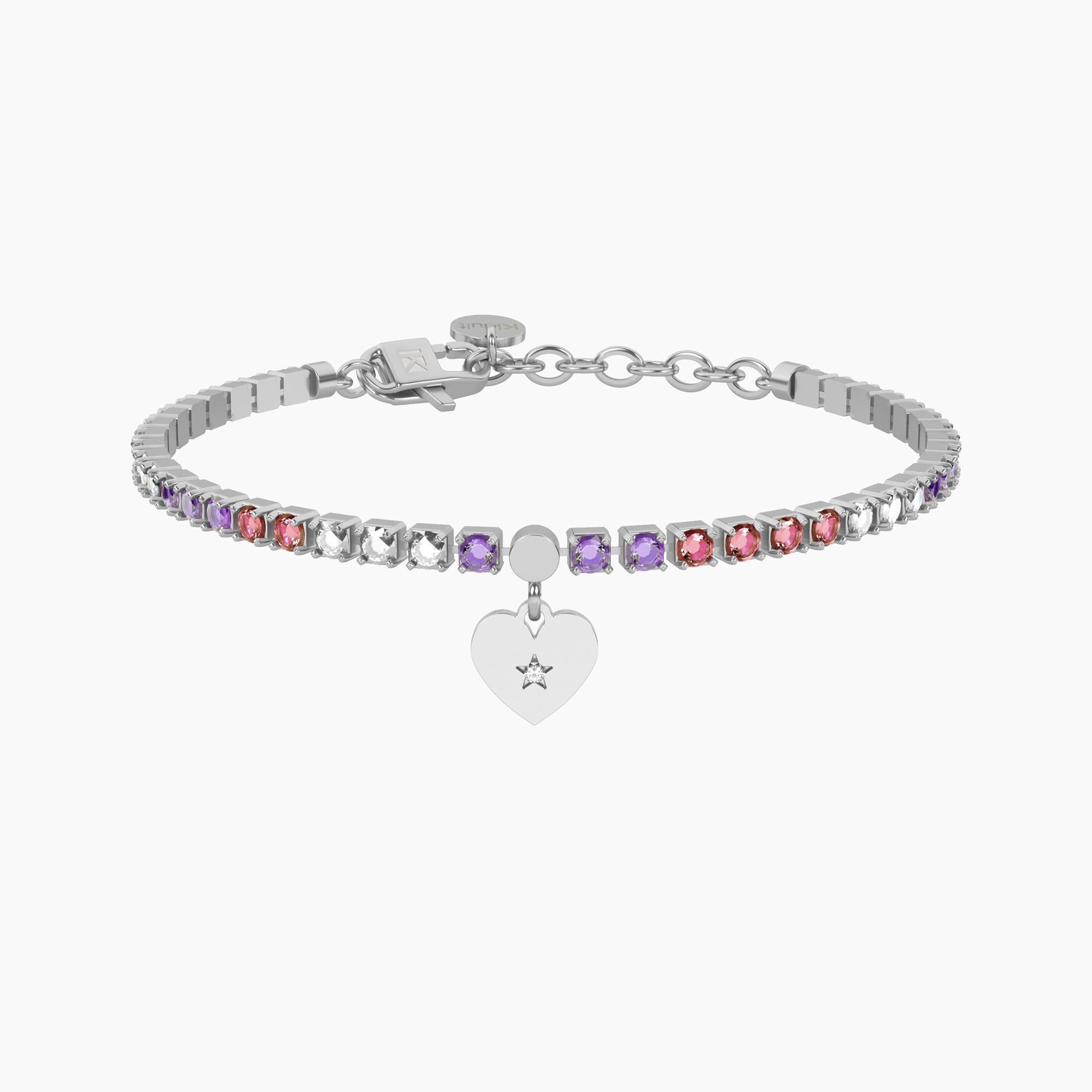 Bracciale tennis rosa e viola con cuore
Cuore | amore - 732322