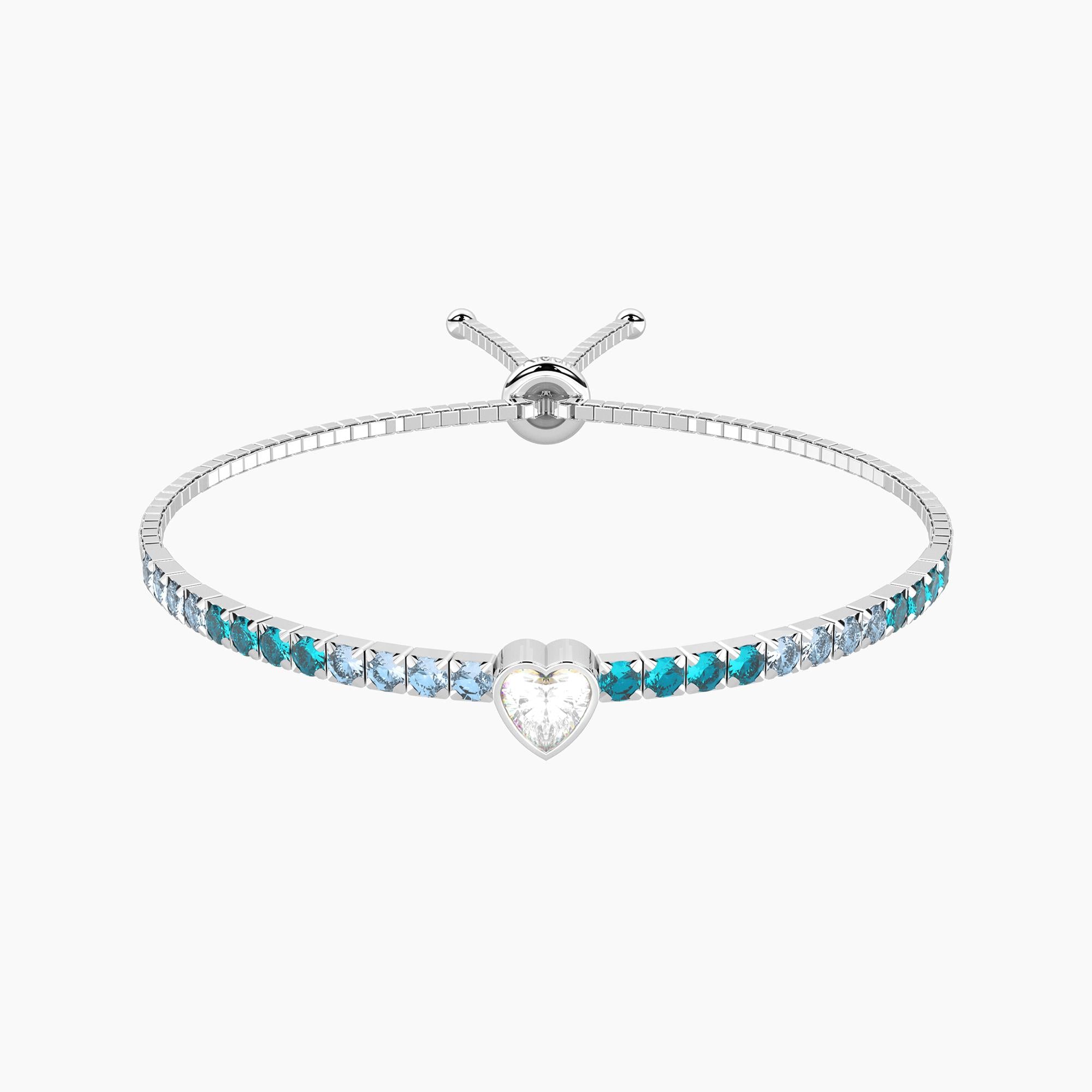 Bracciale tennis regolabile azzurro e verde con Cuore | ti voglio bene - 732352