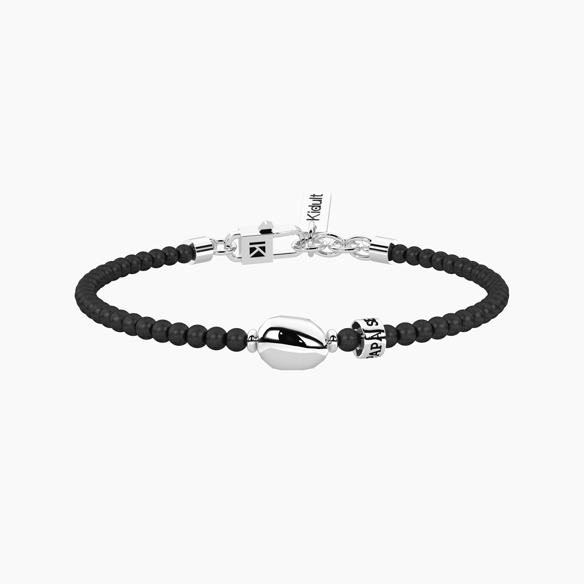 Bracciale uomo per papà regolabile in acciao e gunmetal PapÀ | unicitÀ - 732356