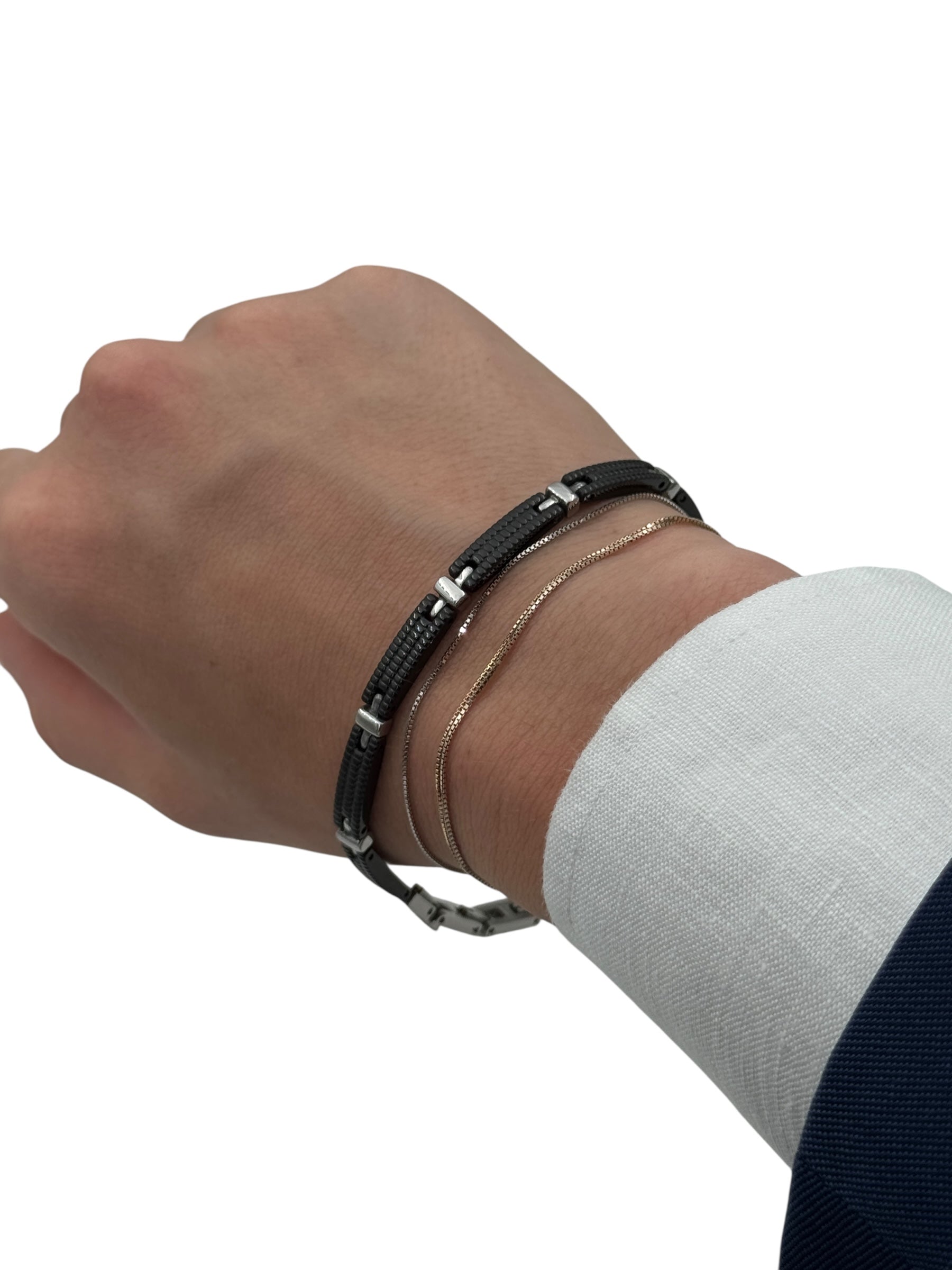 Bracciale Zancan da uomo in acciaio a catena, in PVD nero - UHB038