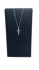 Collana Zancan croce in oro bianco 18kt, diamanti bianchi e diamanti neri - EC909B