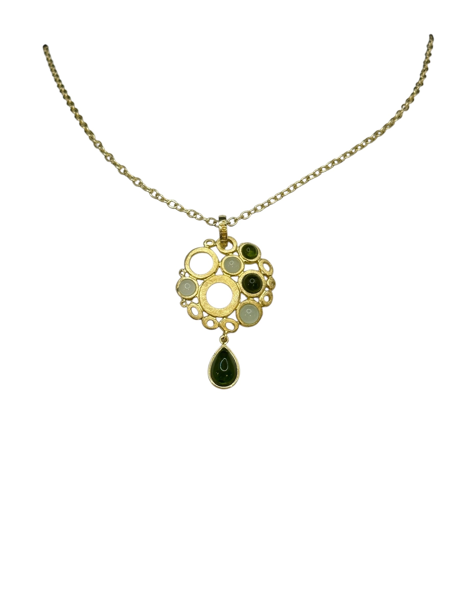 COLLANA LABRIOLA IN ARGENTO DORATO CON PIETRE VERDE PERIDOTO - AG11215