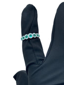 Diana - Veretta in oro bianco 18kt, giro di diamanti e 7 smeraldi - AN D. 36-7 SM