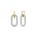 Golden silver chain earrings and white sapphires - 7844ZY