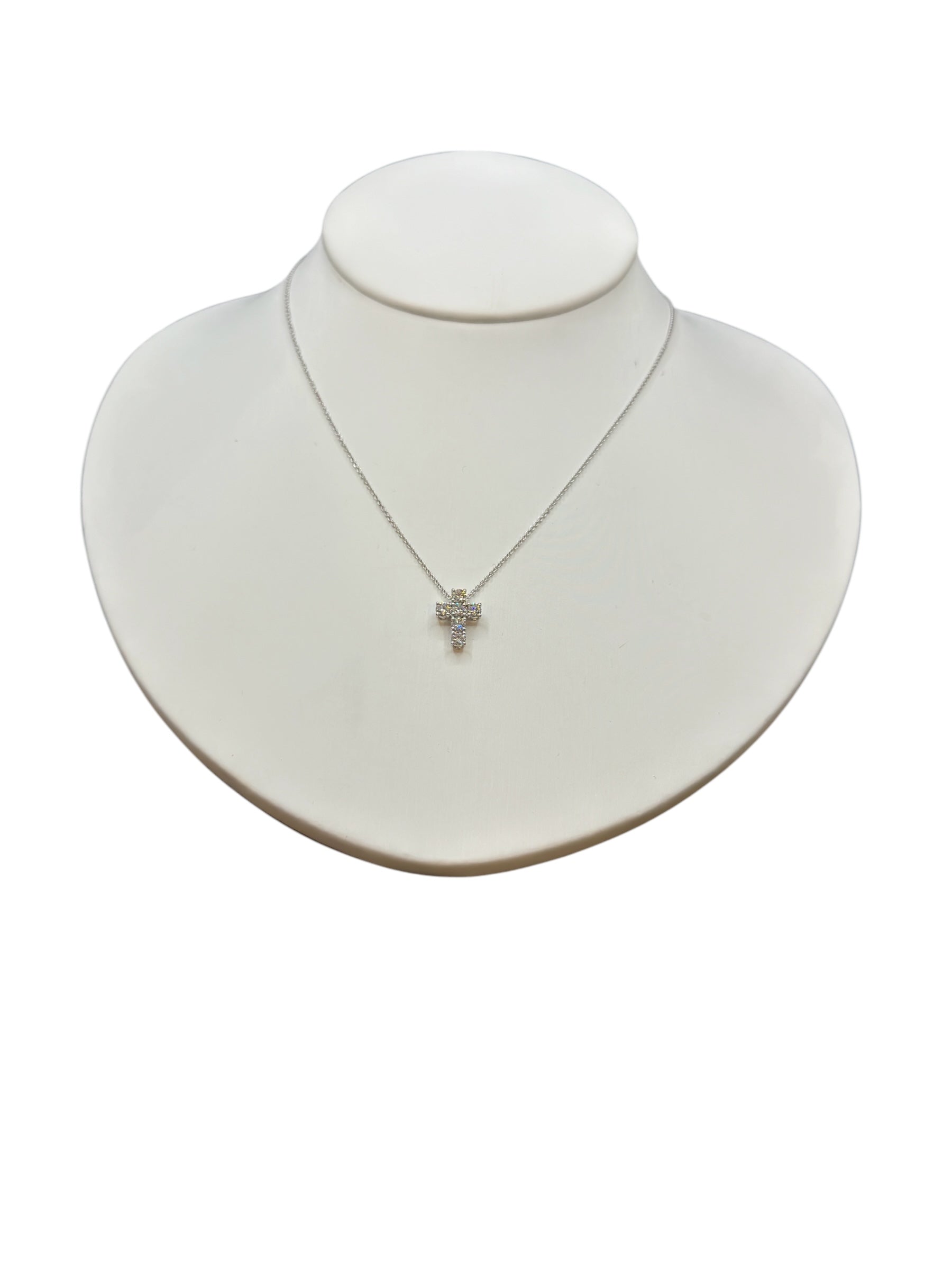 Girocollo oro bianco con pendente croce con diamanti, 0.68ct - 163OC01DW