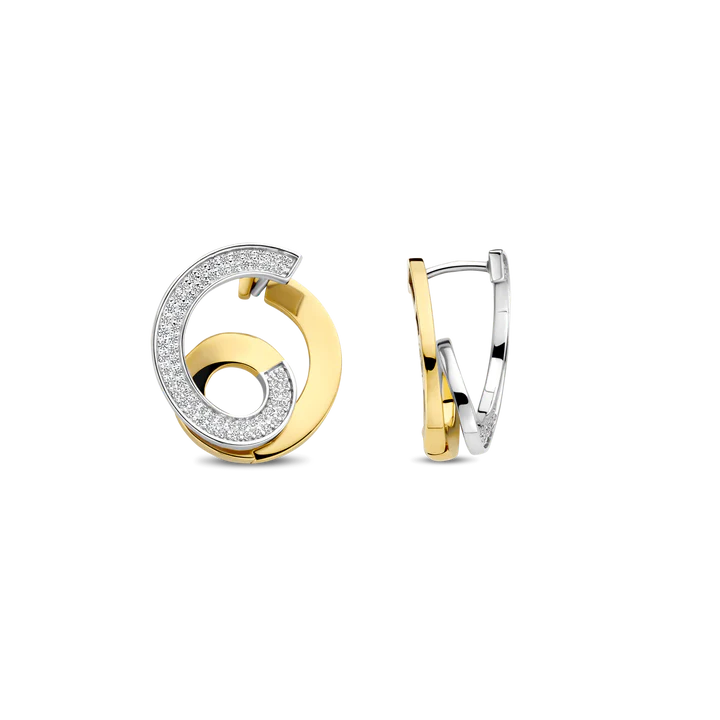 Orecchini TI SENTO MILANO in argento dorato e zirconi bianchi, forma a spirale - 78040ZY