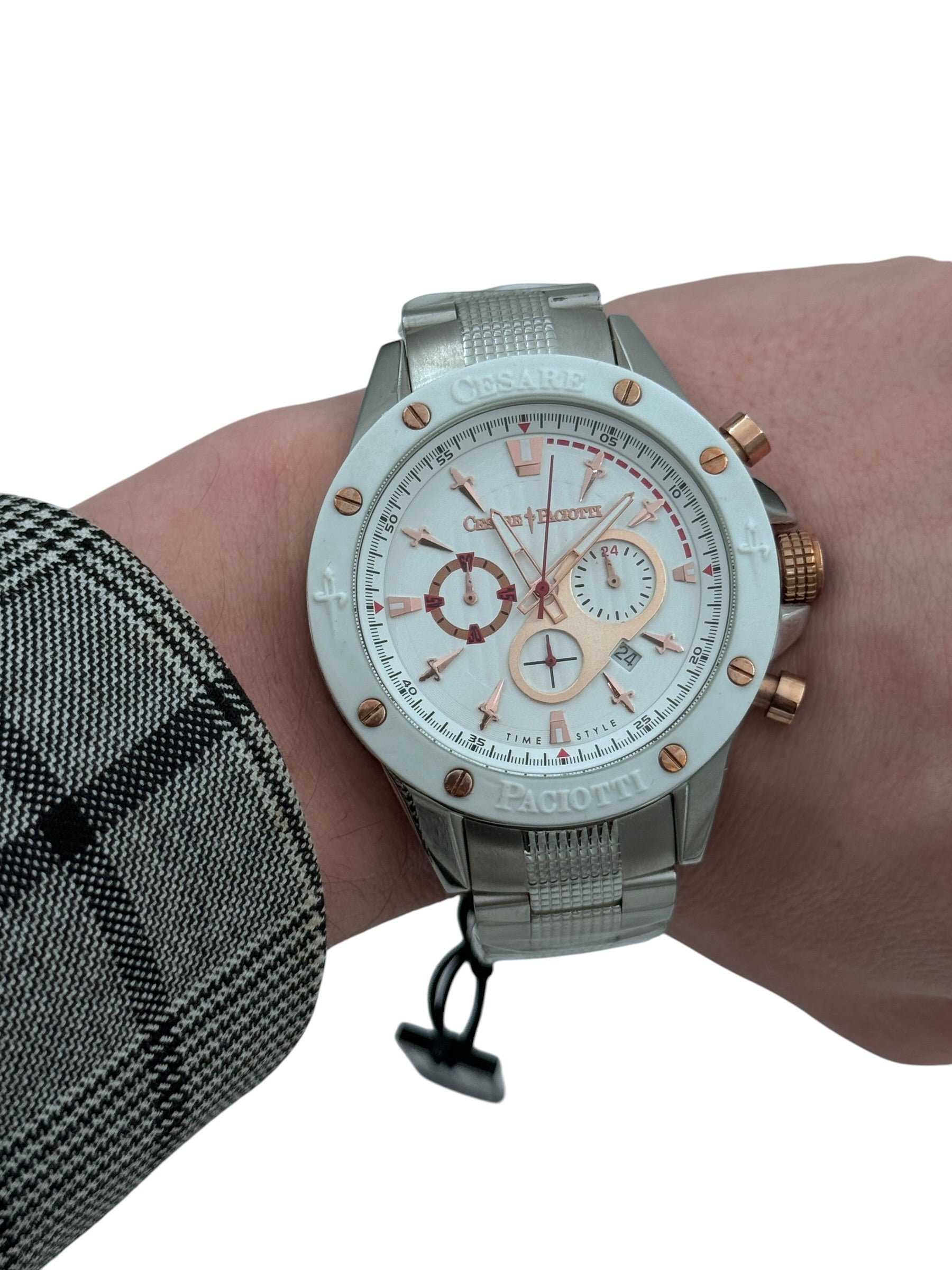 Orologio Cesare Paciotti, White Frozen, quadrante bianco al quarzo, 45mm - TSCR068