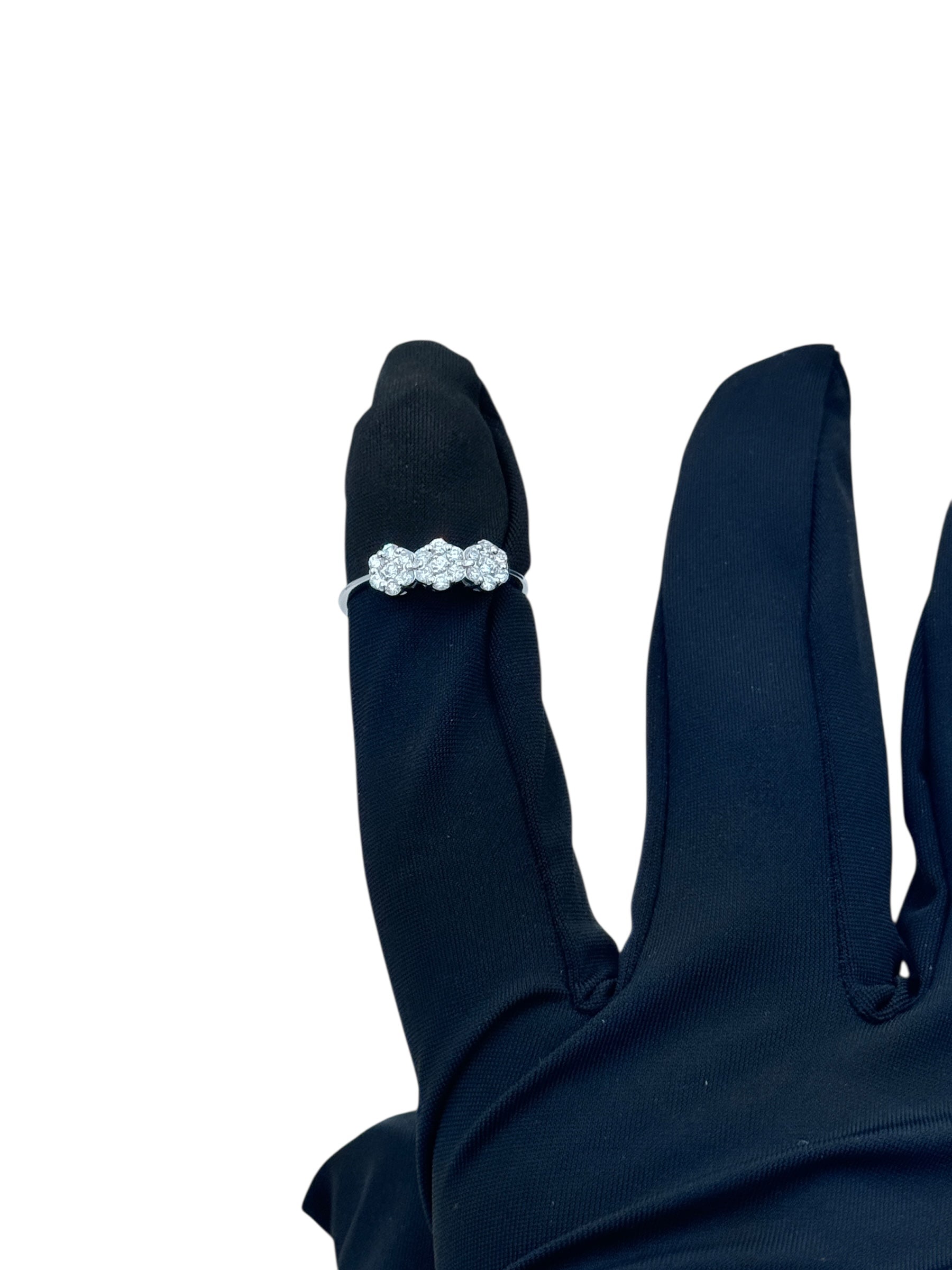 Diana - Anello trilogy in oro bianco 18kt e mosaico di diamanti - AN MAGIC 06-5TRIL