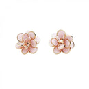 Rose gold sequin earrings and pink enamel - 33619