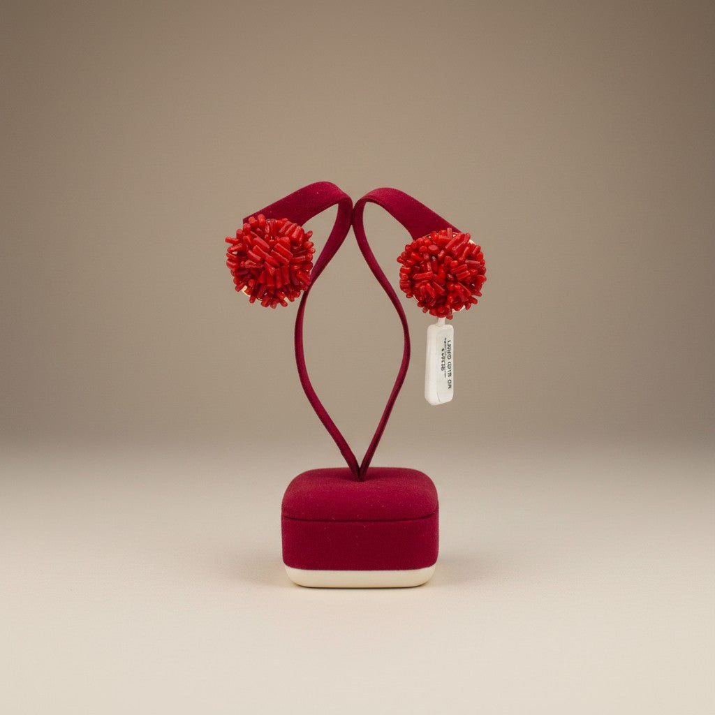 LUCEDEIMIEIOCCHI Orecchini a lobo Alta Marea in argento dorato e corallo rosso - LDMO 00TR OR