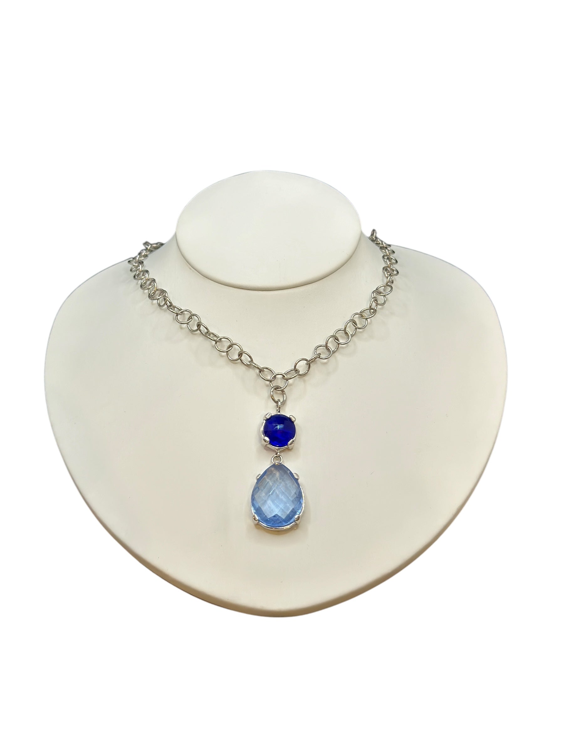 COLLANA LABRIOLA IN ARGENTO CON PIETRA BLU SPINELLO E AZZURRA ACQUAMARINA - AG1067/B