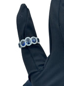 Diana - Veretta in oro bianco 18kt, diamanti e 5 zaffiri - AN D. 90-5B ZA