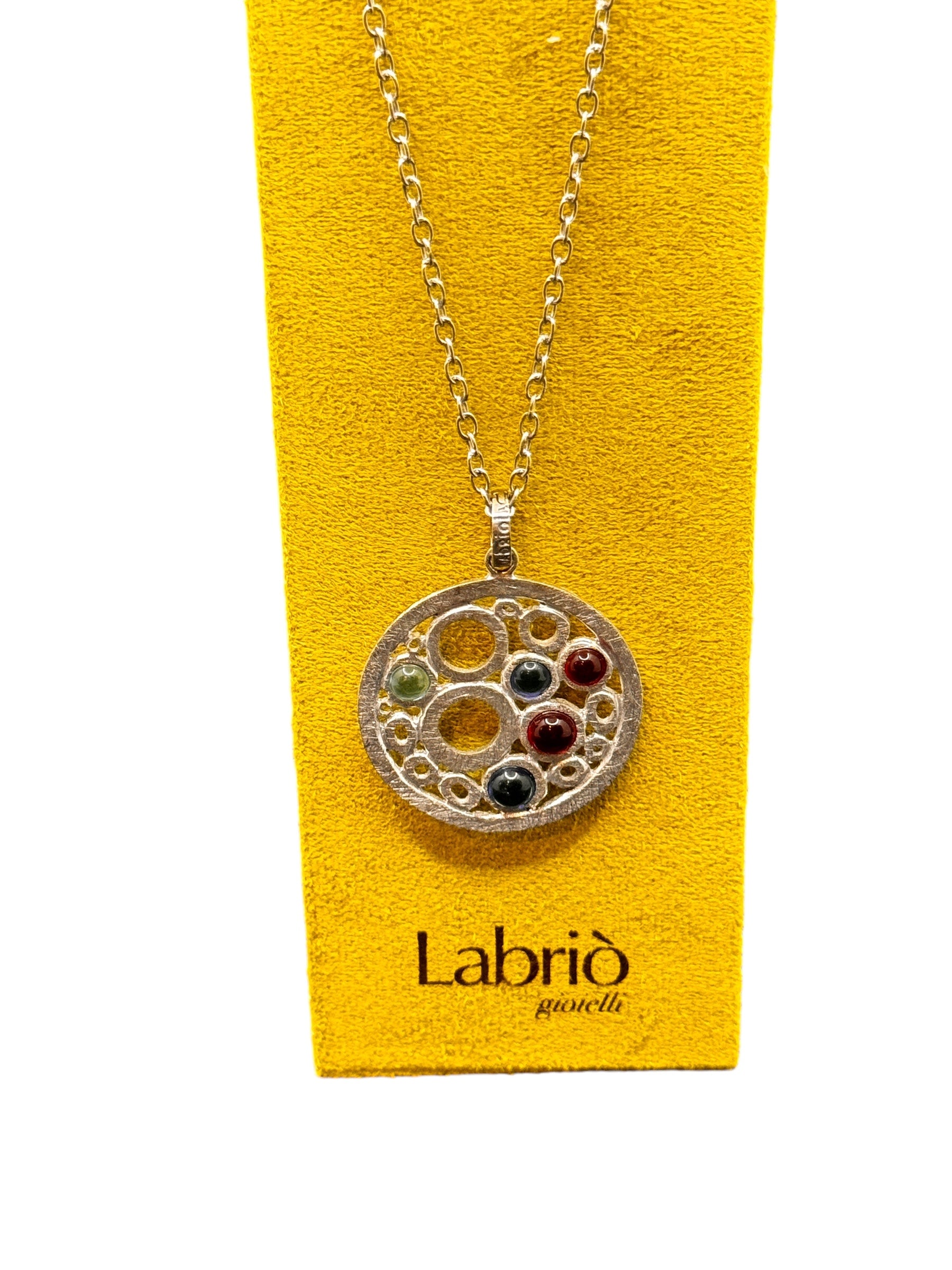 Collana Labriola in argento e quarzi rosso e blu spinello - AG1125BS