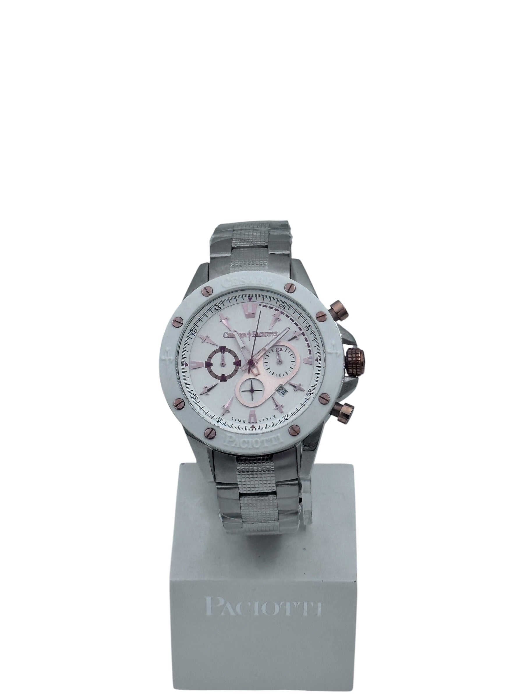 Orologio Cesare Paciotti, White Frozen, quadrante bianco al quarzo, 45mm - TSCR068