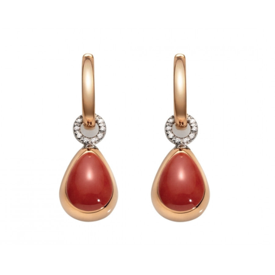 Boucles d'oreilles capricieuses en or rose, corail et diamants - 35997