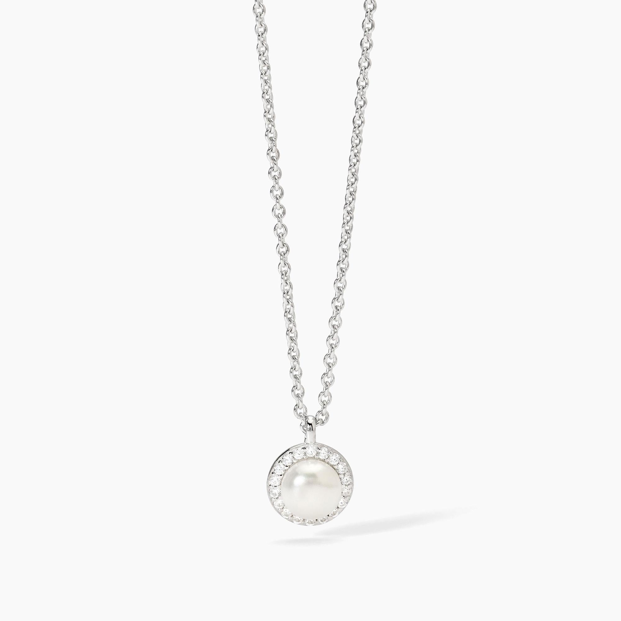 Mabina Woman - Silver necklace with cultured pearl and zircons MILANESIENNE - 553674