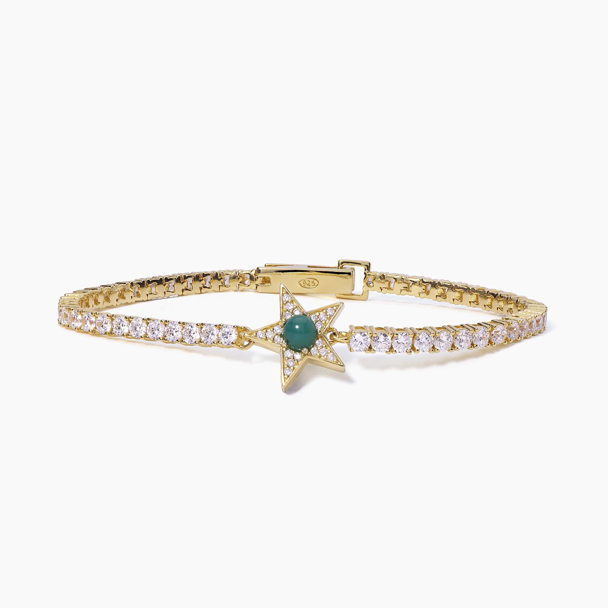 Mabina Femme - Bracelet tennis étoile dorée avec agate verte STARLET - 533651-S