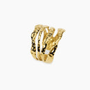 Kidult Anello aperto multifilo in acciaio dorato martellato - 821008